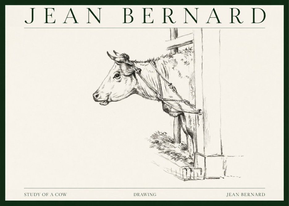 Jean Bernard Study of a Cow X No1 - Juliste