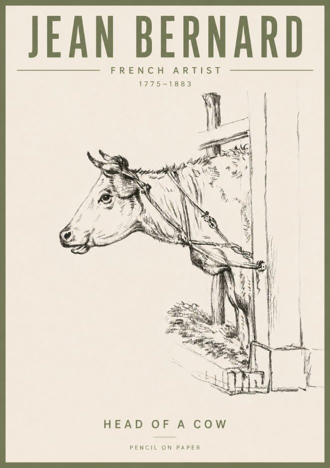 Jean Bernard Study of a Cow X No6 - Juliste