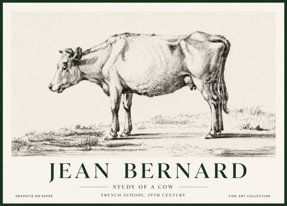 Jean Bernard Study of a Cow XI No5 - Juliste