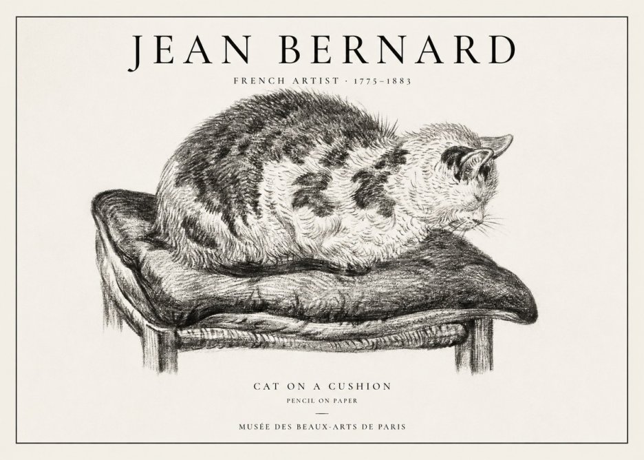 Jean Bernard Cat on a Cushion No1 - Juliste