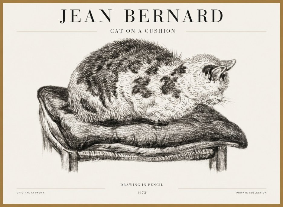 Jean Bernard Cat on a Cushion No5 - Juliste