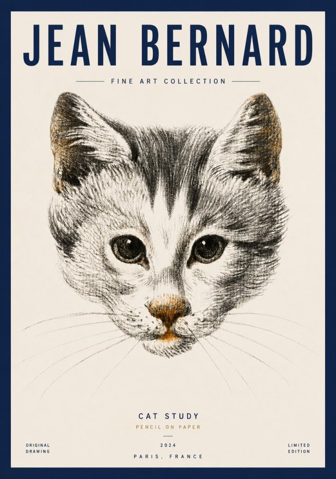 Jean Bernard Cat Study IX No3 - Juliste