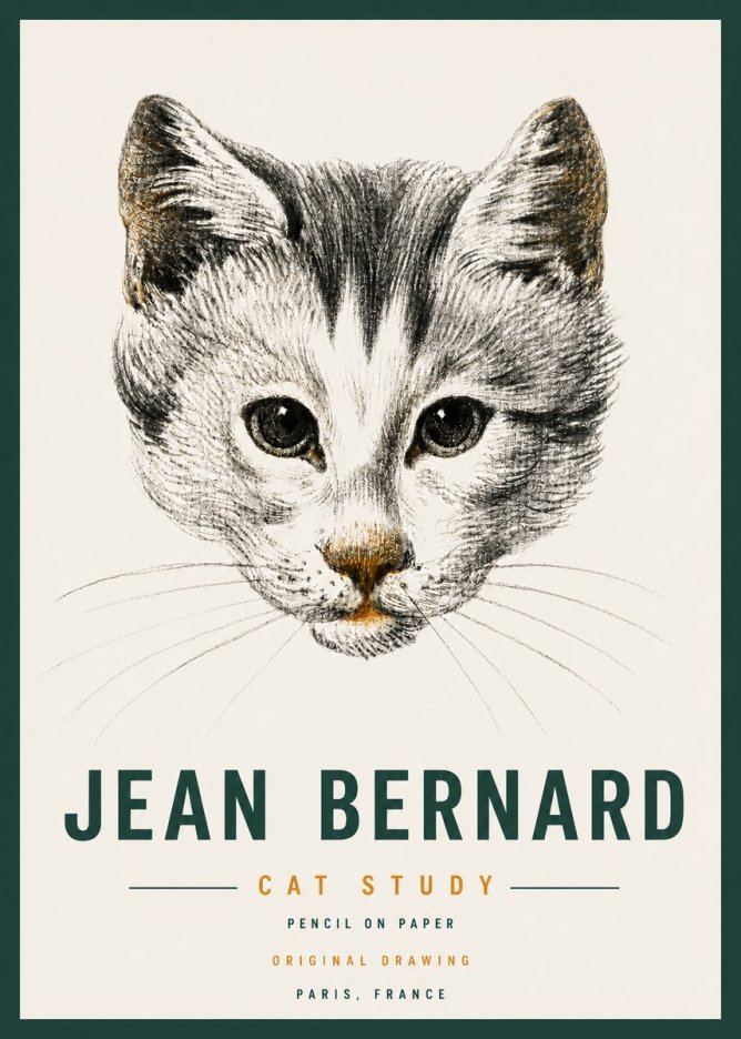 Jean Bernard Cat Study IX No4 - Juliste