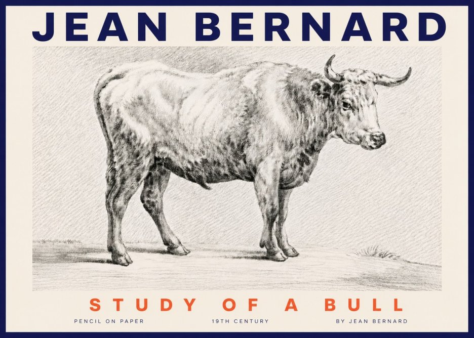 Jean Bernard Study of a Bull IV No4 - Juliste
