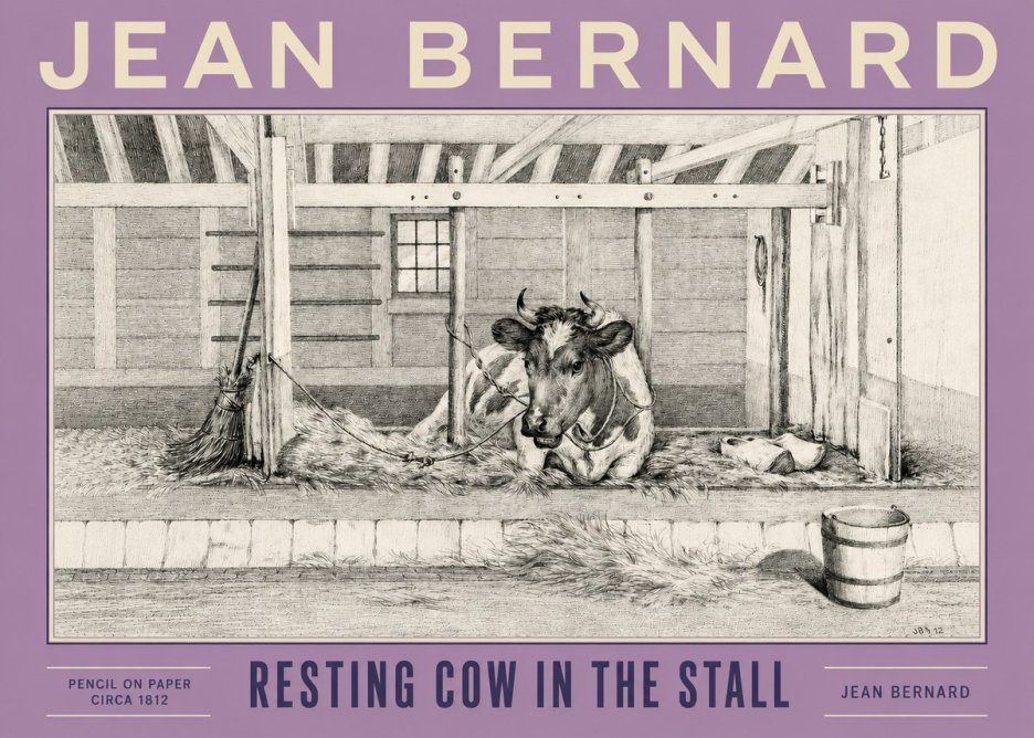 Jean Bernard Resting Cow in the Stall I No4 - Juliste