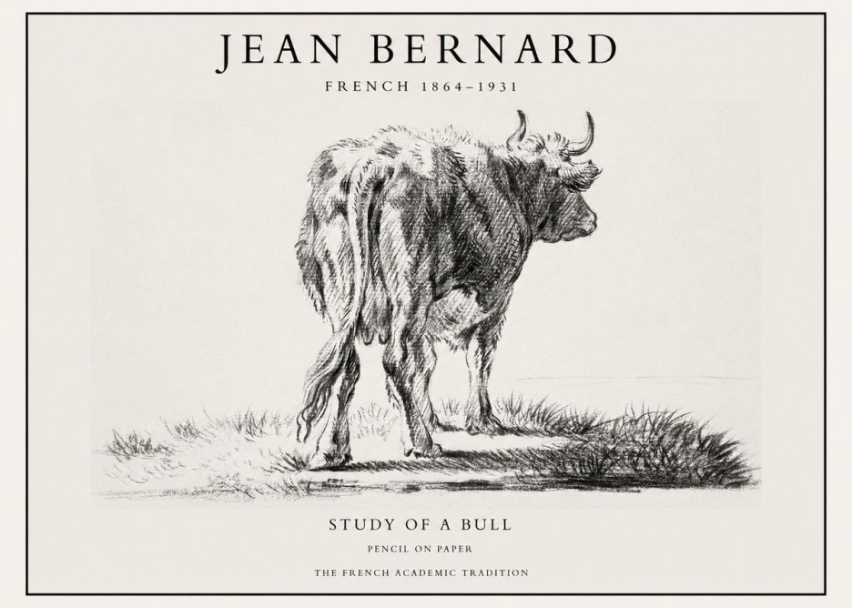 Jean Bernard Study of a Bull V No1 - Juliste