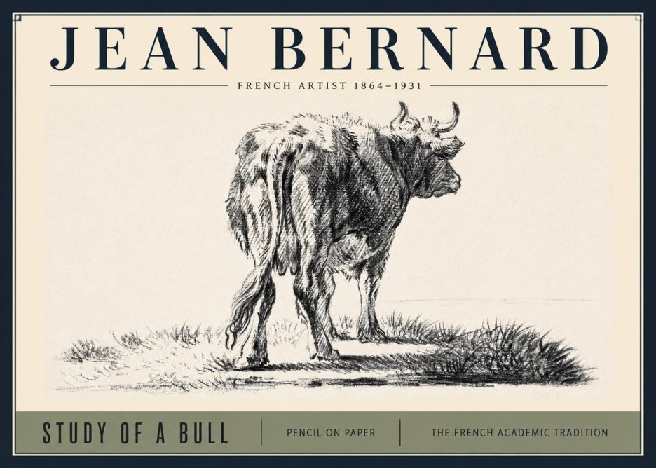 Jean Bernard Study of a Bull V No3 - Juliste