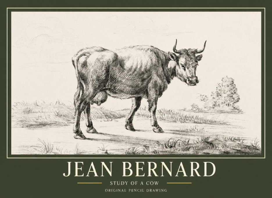 Jean Bernard Study of a Cow XII No1 - Juliste