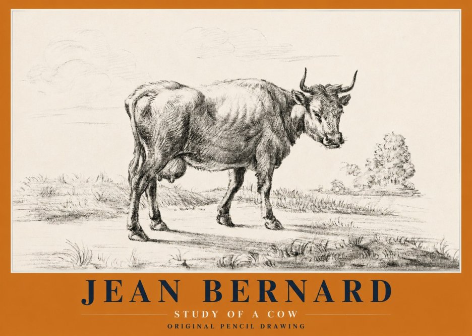 Jean Bernard Study of a Cow XII No2 - Juliste