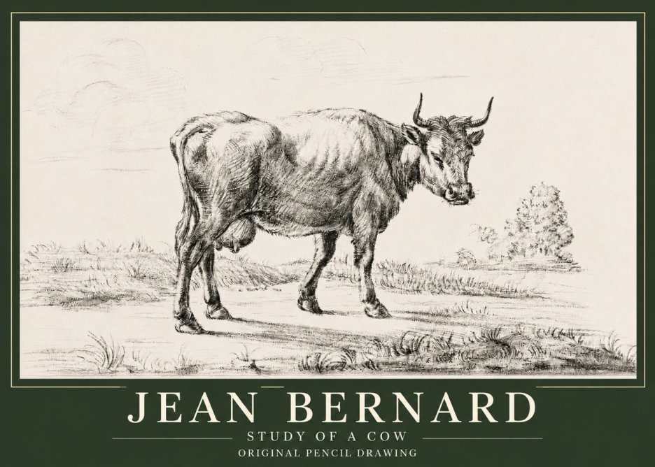 Jean Bernard Study of a Cow XII No3 - Juliste