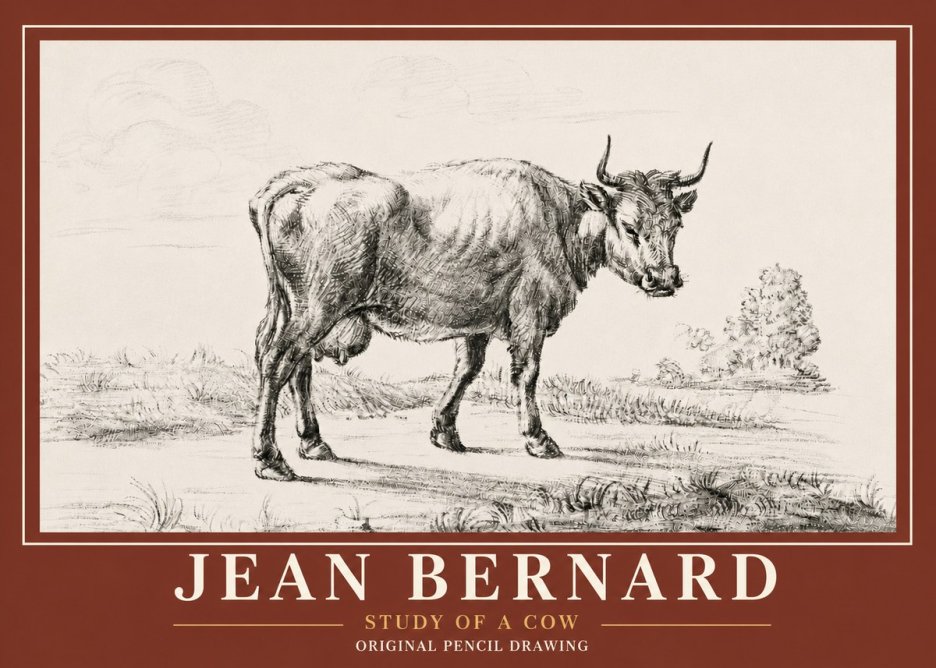 Jean Bernard Study of a Cow XII No6 - Juliste