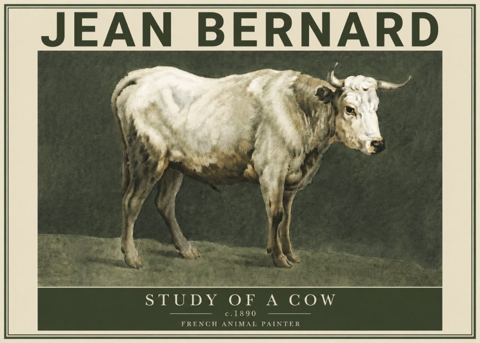 Jean Bernard Study of a Cow C. 1890 No4 - Juliste