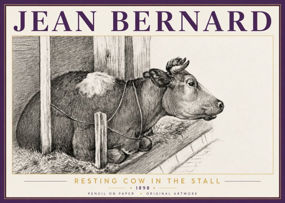 Jean Bernard Resting Cow in the Stall II No5 - Juliste