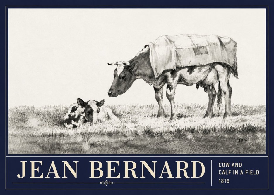 Jean Bernard Cow and Calf in a Field No3 - Juliste