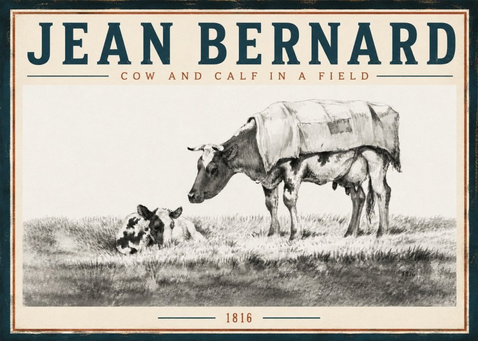 Jean Bernard Cow and Calf in a Field No5 - Juliste