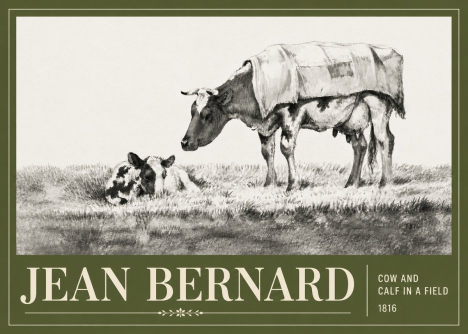 Jean Bernard Cow and Calf in a Field No6 - Juliste
