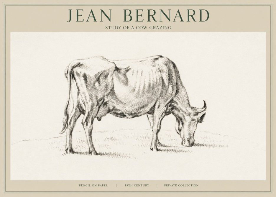 Jean Bernard Study of a Cow Grazing I No1 - Juliste