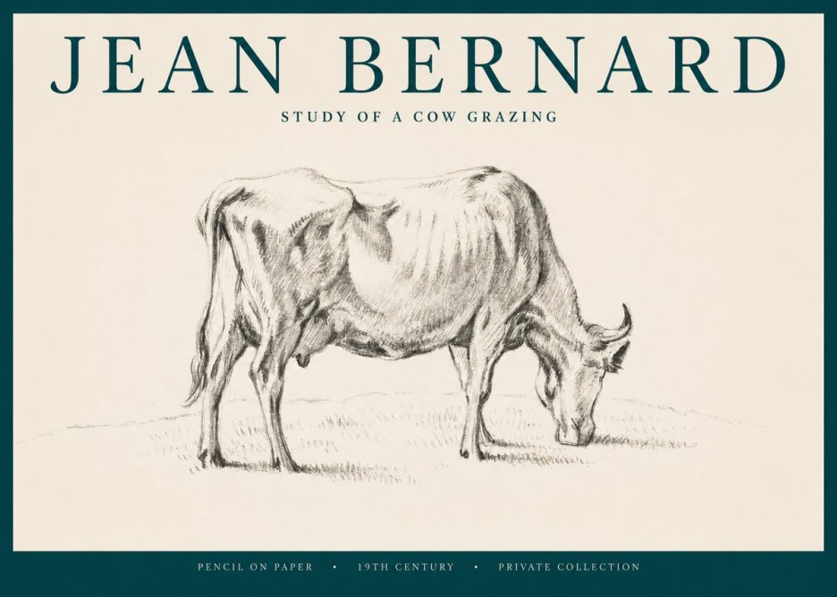 Jean Bernard Study of a Cow Grazing I No2 - Juliste