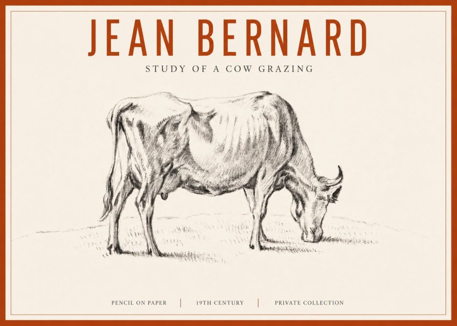 Jean Bernard Study of a Cow Grazing I No3 - Juliste