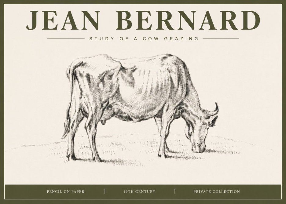 Jean Bernard Study of a Cow Grazing I No4 - Juliste