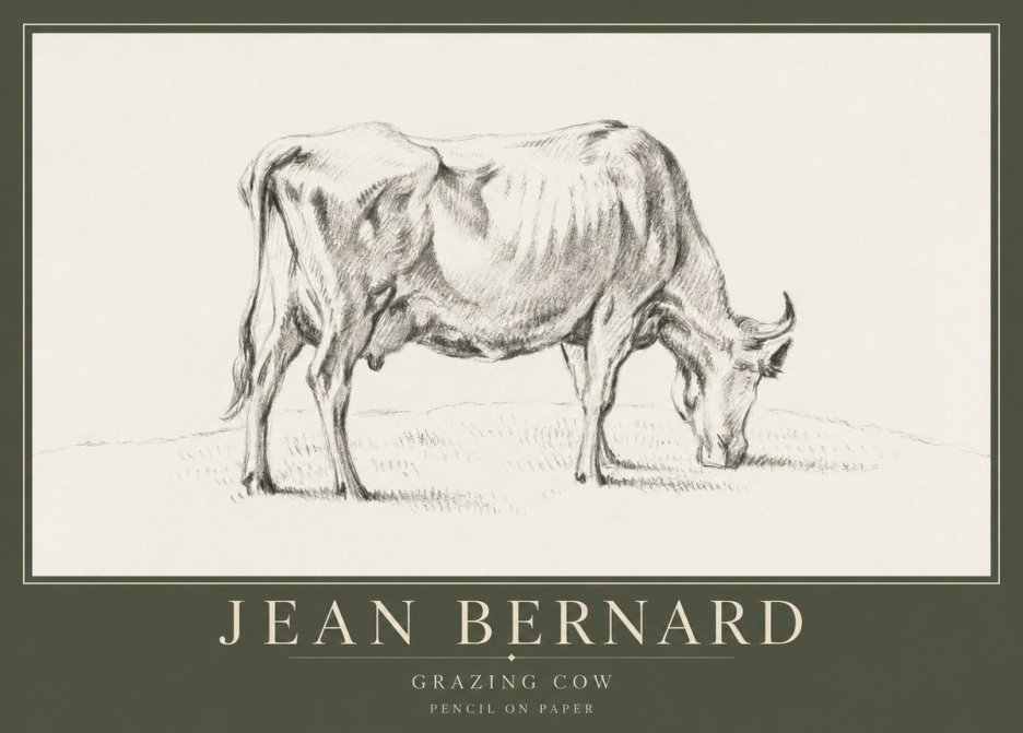 Jean Bernard Study of a Cow Grazing I No5 - Juliste