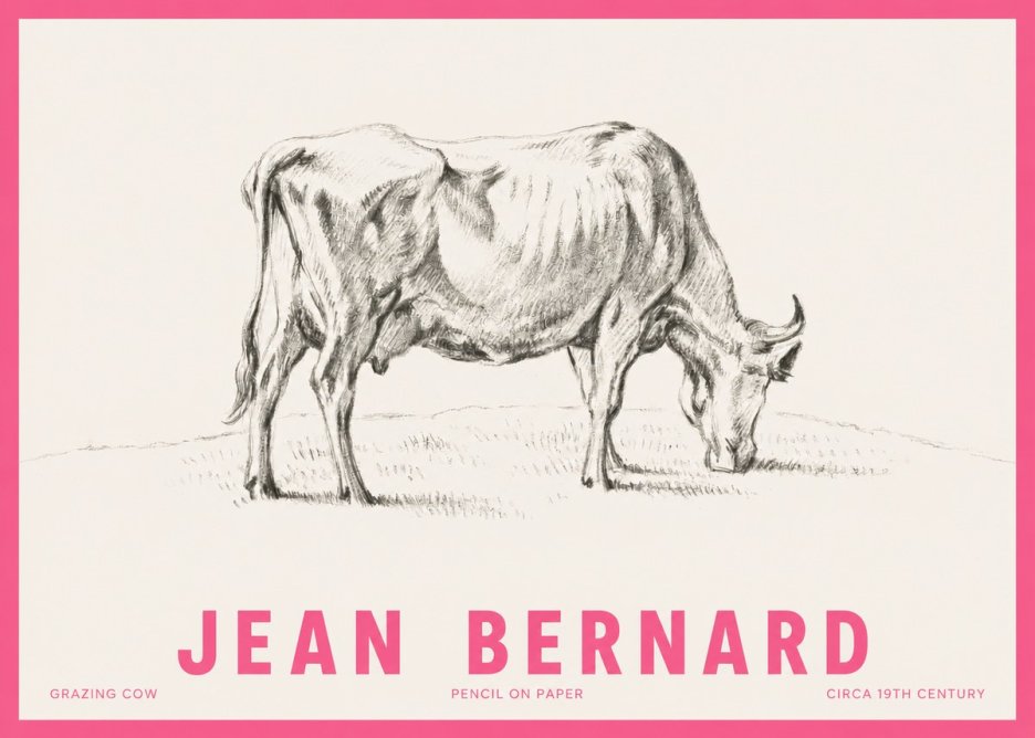 Jean Bernard Study of a Cow Grazing I No6 - Juliste