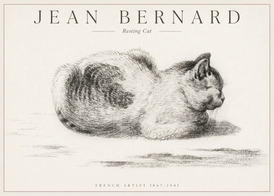 Jean Bernard Resting Cat No1 - Juliste