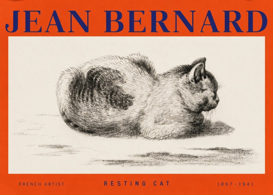 Jean Bernard Resting Cat No2 - Juliste