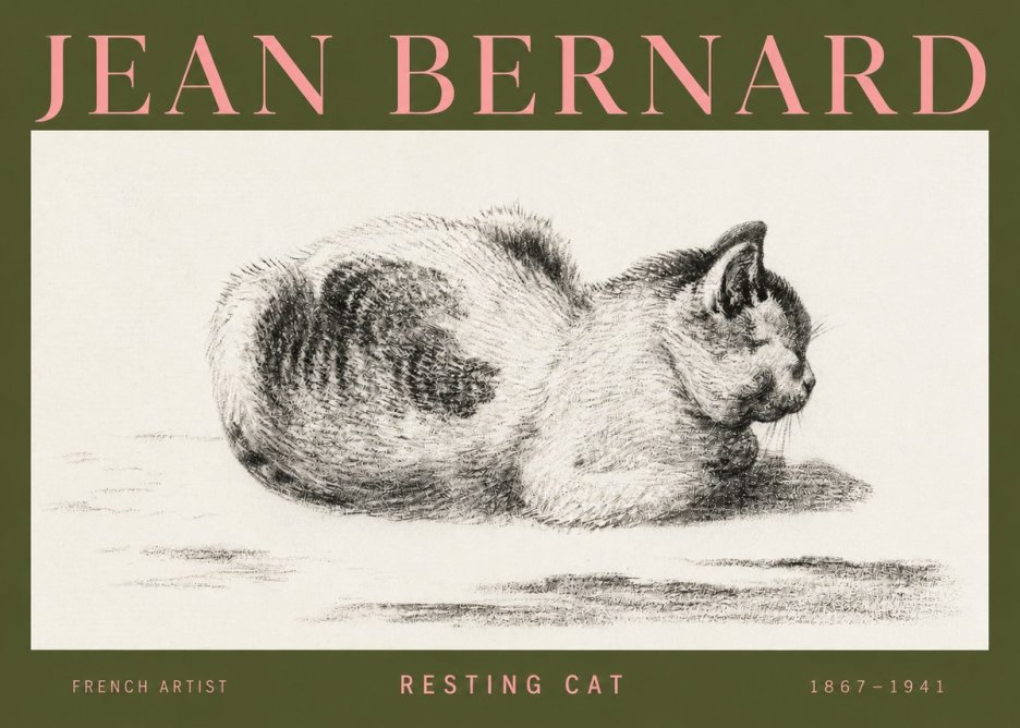 Jean Bernard Resting Cat No3 - Juliste