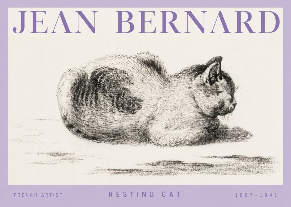 Jean Bernard Resting Cat No4 - Juliste