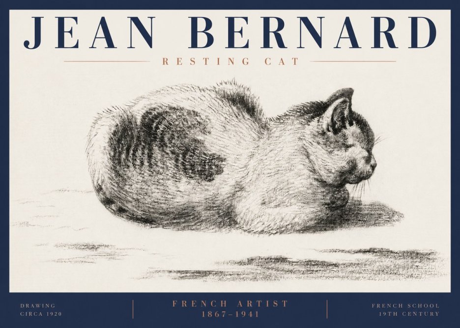 Jean Bernard Resting Cat No6 - Juliste