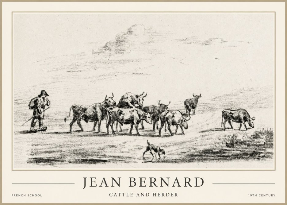 Jean Bernard Cattle and Herder No1 - Juliste