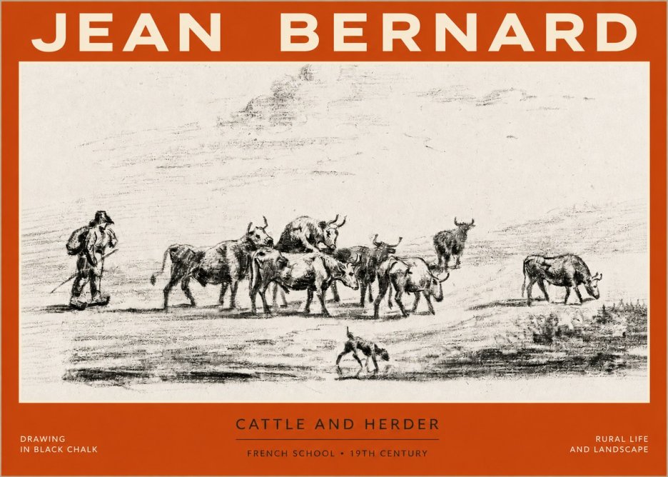 Jean Bernard Cattle and Herder No2 - Juliste