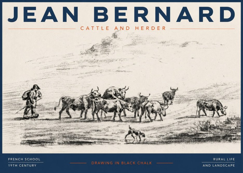 Jean Bernard Cattle and Herder No3 - Juliste
