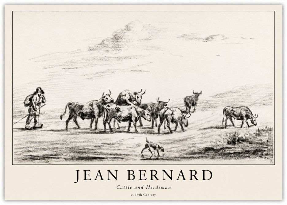 Jean Bernard Cattle and Herder No6 - Juliste
