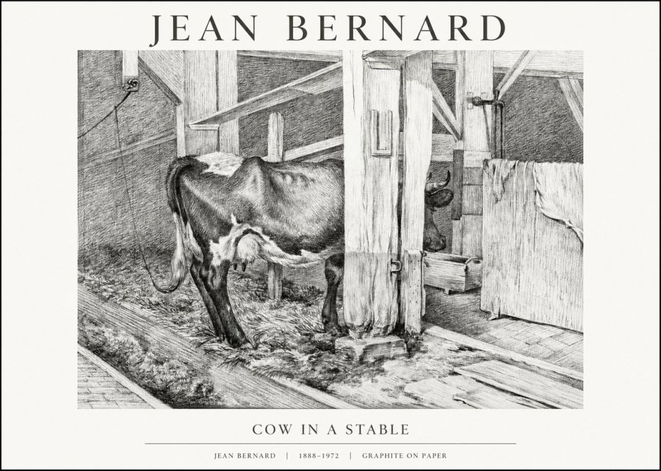 Jean Bernard Cow in a Stable No1 - Juliste