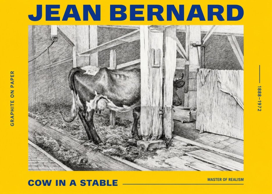 Jean Bernard Cow in a Stable No2 - Juliste