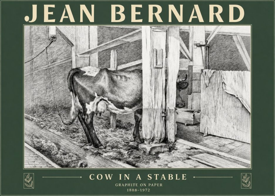 Jean Bernard Cow in a Stable No3 - Juliste