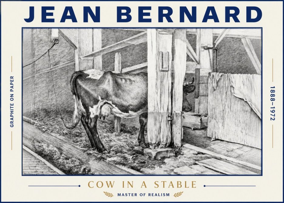 Jean Bernard Cow in a Stable No4 - Juliste