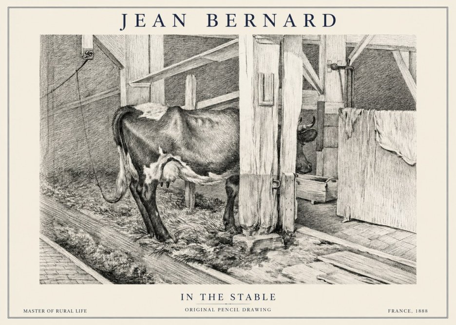 Jean Bernard Cow in a Stable No6 - Juliste
