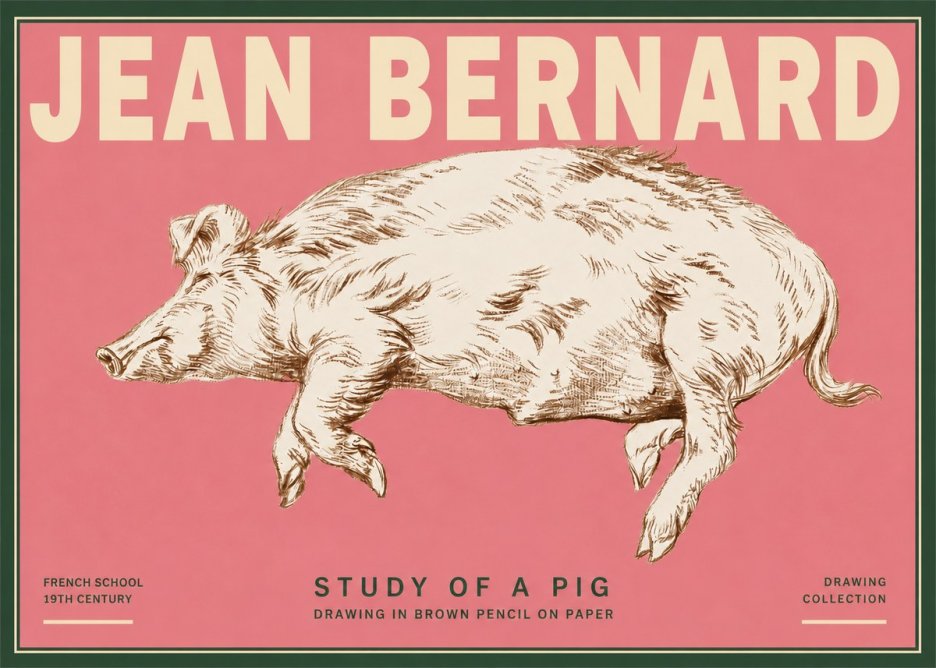 Jean Bernard Study of a Pig II No3 - Juliste
