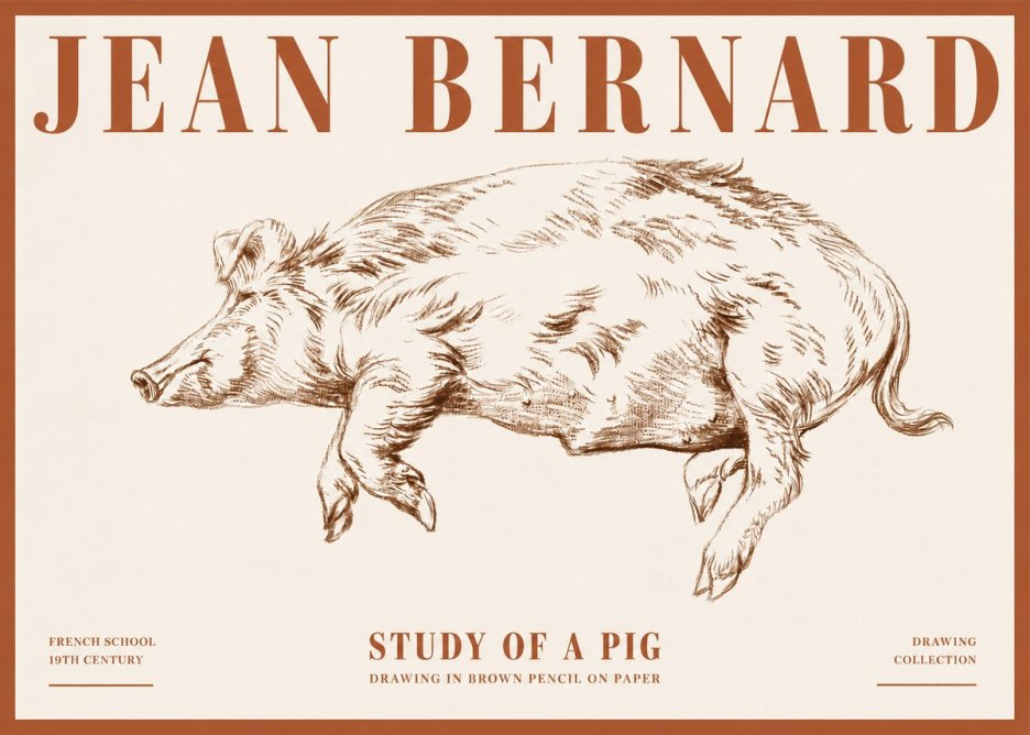 Jean Bernard Study of a Pig II No4 - Juliste