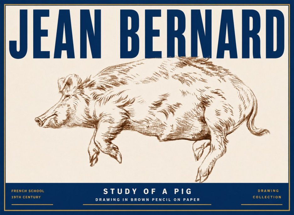 Jean Bernard Study of a Pig II No5 - Juliste