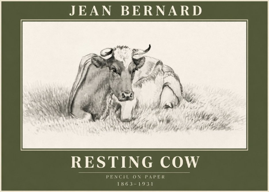 Jean Bernard Resting Cow IV No3 - Juliste
