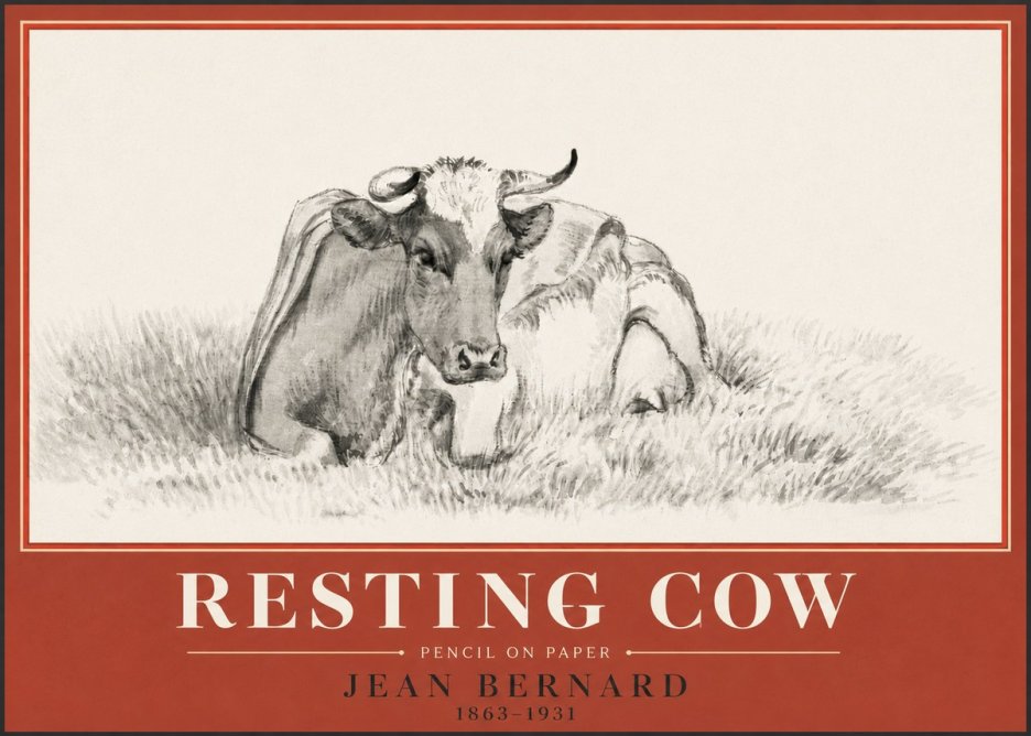 Jean Bernard Resting Cow IV No4 - Juliste