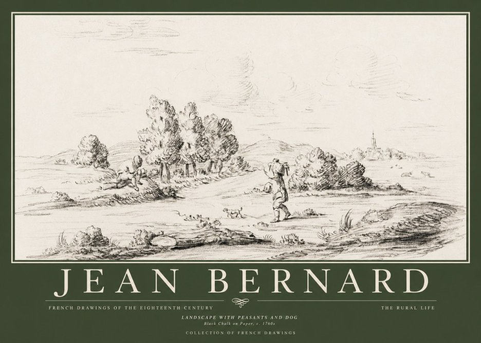 Jean Bernard Landscape with Figures and Distant Village No5 - Juliste