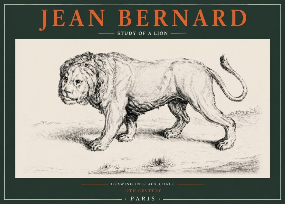 Jean Bernard Study of a Lion II No2 - Juliste