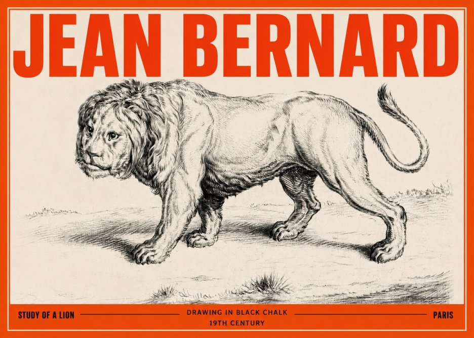 Jean Bernard Study of a Lion II No3 - Juliste