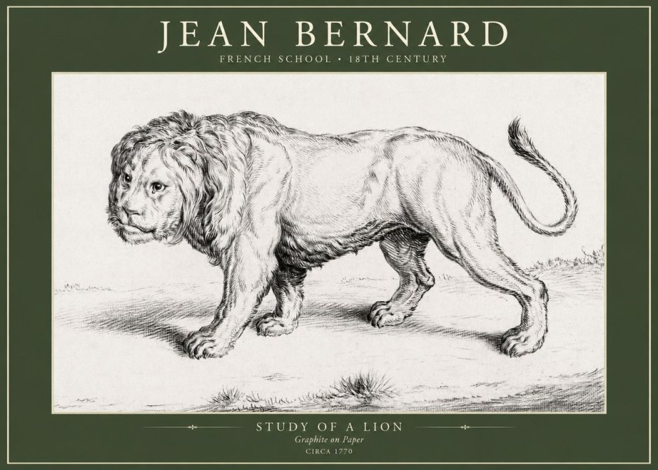 Jean Bernard Study of a Lion II No5 - Juliste