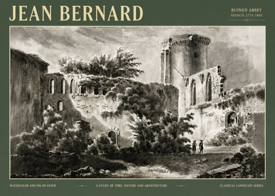 Jean Bernard Ruins of an Old Abbey No6 - Juliste